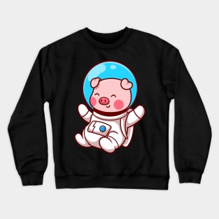 Cute Pig Astronaut Floating Cartoon Crewneck Sweatshirt